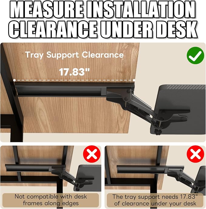 yeshine Under Desk Keyboard Tray Slide Out, Height Adjustable Computer Keyboard - Image 4