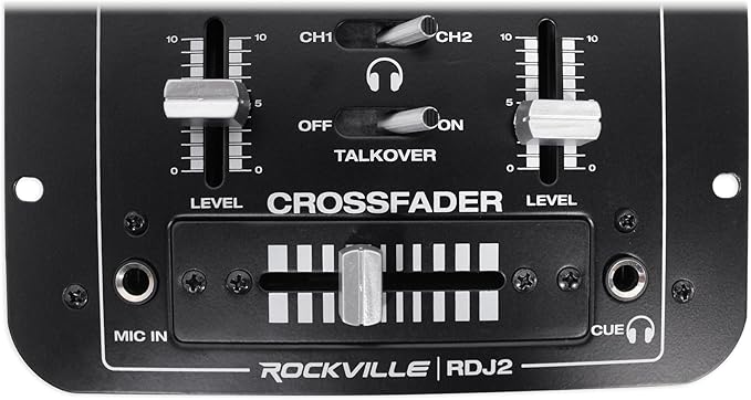 Rockville RDJ2 2-Channel DJ Mixer USB Playback, Cue Monitor, 4 Line Inputs - Image 6