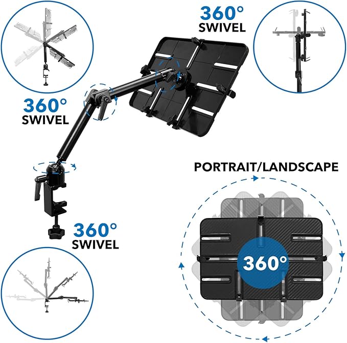 Mount-It! Tablet Pole Mount | Universal Full Motion Holder - Image 4