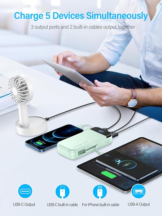 Portable Charger 32000mAh, 22.5W QC 3.0 PD 20W Smart LED Display Fast Charging - Image 6