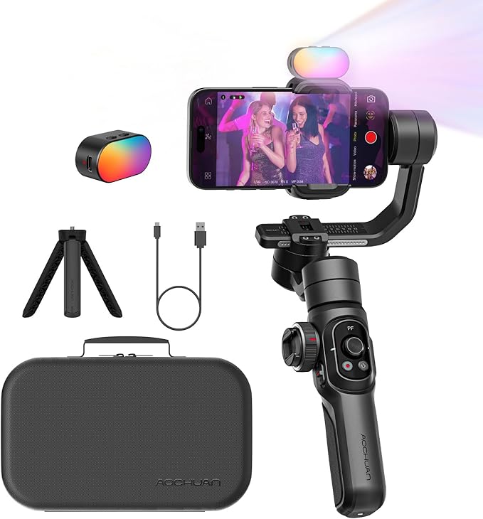 Gimbal Stabilizer for Smartphone, Phone Gimbal w/8" Extension Rod, Profession by AOCHUAN