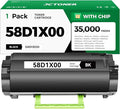 58D1X00 Toner Cartridge with Chip 1-Pack Black Extra High Yield Compatible by JCTONER