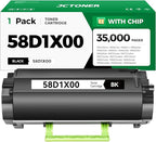 58D1X00 Toner Cartridge with Chip 1-Pack Black Extra High Yield Compatible by JCTONER