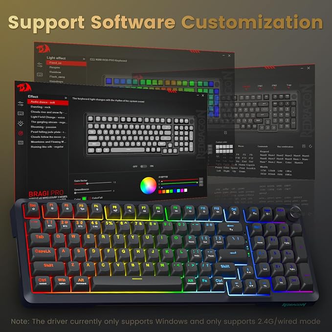 Redragon Wireless Mechanical Keyboard, 3 Mode Gasket Mounted RGB Gaming Keyboard - Image 7