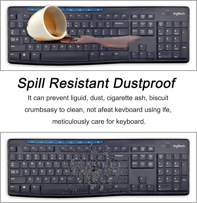 Silicone Keyboard Cover for Logitech K200 K260 K270, Ergonomic Wireless - Image 5