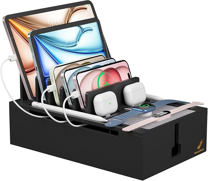 Pezin & Hulin Bamboo Charging Station, Electronic Devices Organizer by Pezin+%26+Hulin