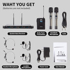 4 Channel Wireless Microphone System UHF 2 Cordless Handheld Mics and 2 - Image 7