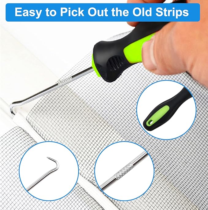 Window Screen Repair Kit Mesh Screen Spline Roller Repair Tools Kit - Image 7