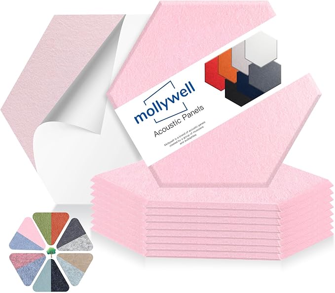 Mollywell Hexagon Acoustic Panels, High Density, Soundproofing, Decorative by Mollywell