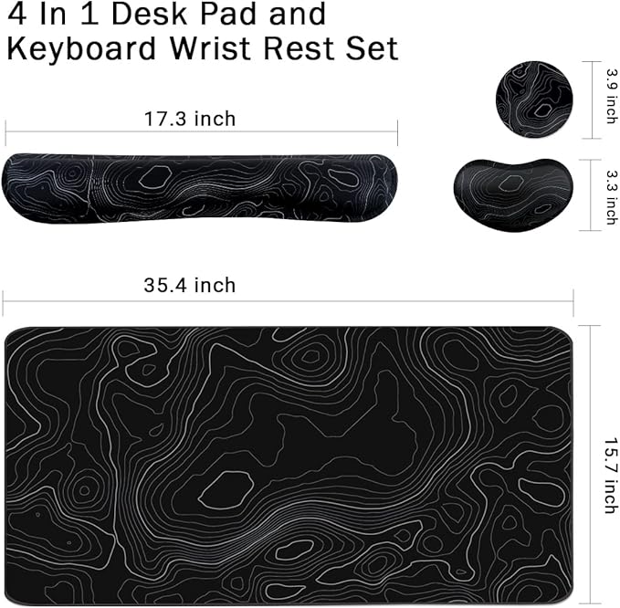 Topographic Large Mouse Pad and Keyboard Wrist Rest, Desk Pad - Image 2