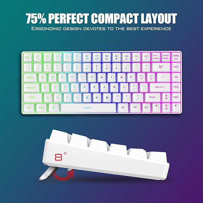 RedThunder K84 Wireless Keyboard and Mouse Combo, Rainbow Backlit Rechargeable - Image 6