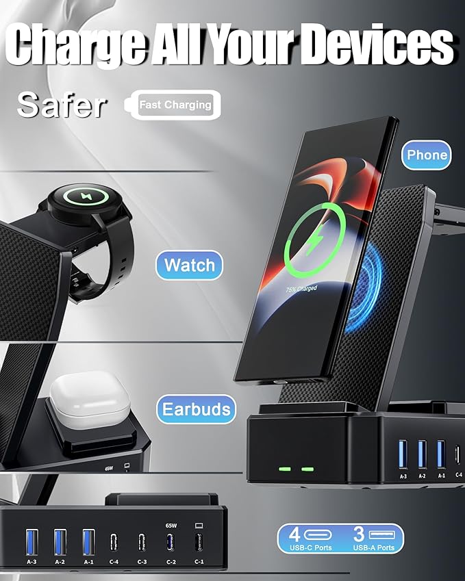 Wireless Charger for Samsung, 300W 10 in 1 Wireless Charging Station, 65W USB C - Image 2