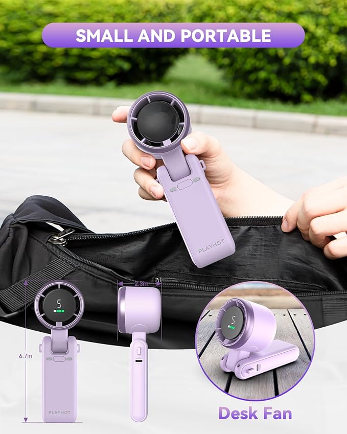 Portable Handheld Turbo Fan, 5-Speed Personal Fans, 5000mAh Rechargeable Fans - Image 5