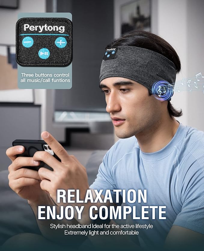 Perytong New Sleep Headphones Bluetooth Headband, Wireless Soft Sleeping - Image 4