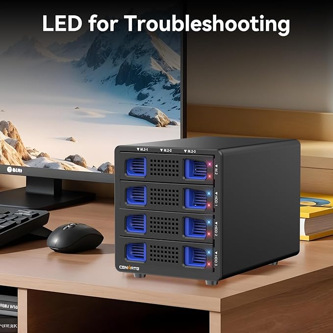 Hybrid 3*2.5/3.5" SATA HDD/SSD+3* M / B+M Key M.2 NVMe Enclosure - Image 8