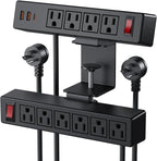 Desk Clamp Power Strip with PD20W USB-C, 2 in 1 Dual Layer Under Desk Power by VILONG