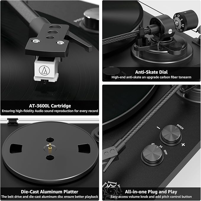 Record Player Wireless Output Turntable Carbon Fiber Tonearm Vinyl Player - Image 2