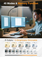 LED Desk Lamp for Home Office, 5 Color+9 Brightness Office Desk Lamp, 1200Lumen - Image 2