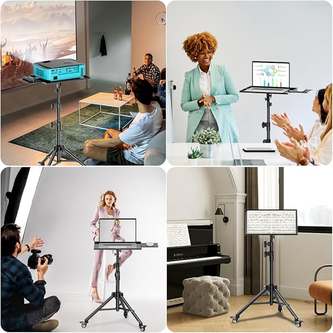 Projector Stand with Wheels, Laptop Tripod from 29" to 69" with Mouse Tray - Image 8