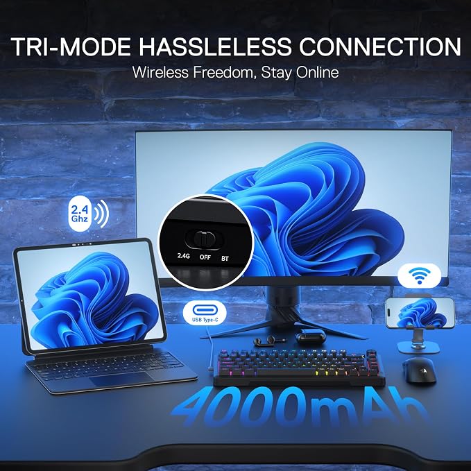 Redragon K724 PRO Wireless Gasket Gaming Keyboard w/Hype Screen & Knob - Image 7