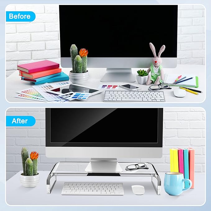 AboveTEK Acrylic Monitor Stand, Premium Large Monitor Riser 20 inch, Crystal - Image 7