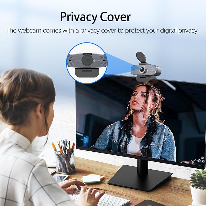 Angetube 1080P HD Webcam with Privacy Shutter Dual Noise-Cancelling Mic PC - Image 3