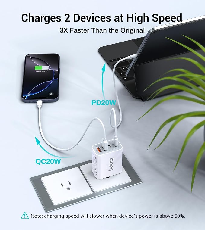 40W USB C Charger Cube, 4-Port PD+QC Power Adapter Multiport Brick Type C Box - Image 3