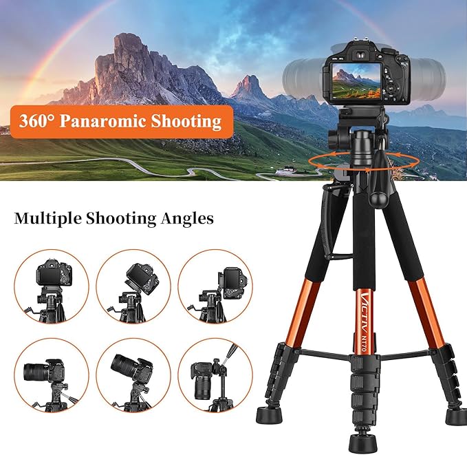 Victiv Tripod 74-Camera-Tripod for Cell Phone, Aluminum Professional Heavy Duty - Image 4