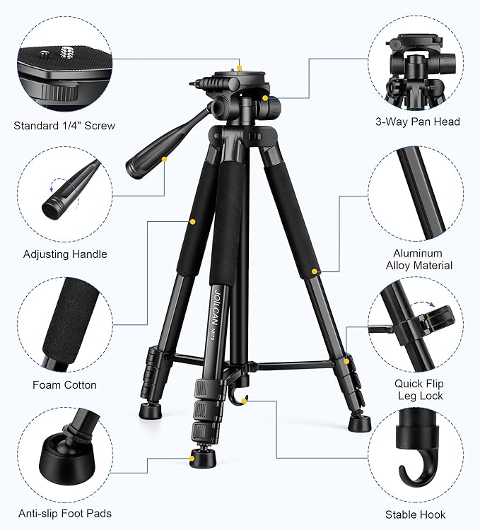 JOILCAN Tripod for Camera, Phone Tripods for Video Recording Photo Vlog - Image 7