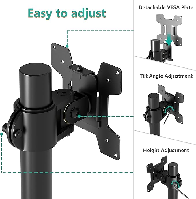 WALI Single Monitor Mount, Monitors Desk Mount, Single Monitor Arm Holds Screen - Image 5