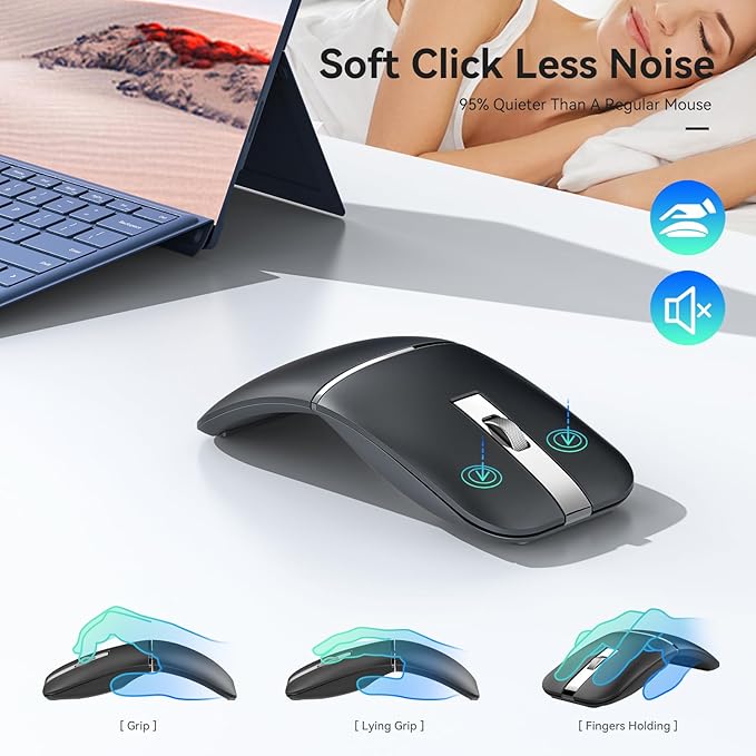 WFB Wireless Arc Mouse for Laptop, Rotatable Rotating Ultra Slim, 3 DPI for - Image 4