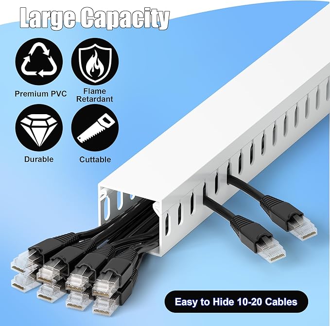 66in Professional Server Rack Cable Management Raceway, H1.4in x W1.6in Cable - Image 3