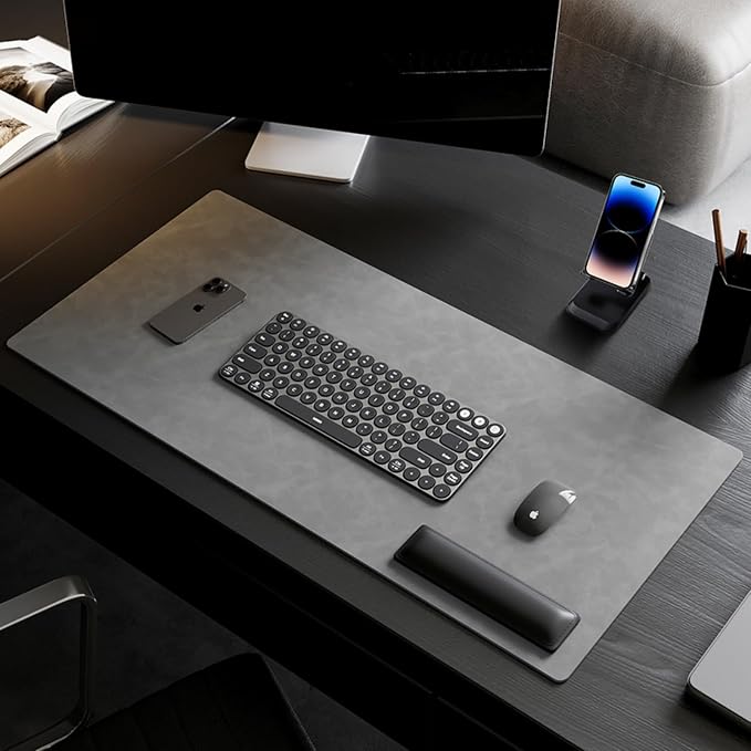 Leather Desk pad for Computer and laptops, Large Mouse pad and Keyboard mat - Image 3