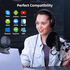 Streaming Webcam with Adjustable Ring Light, Full HD 1080P Webcam with Dual - Image 8