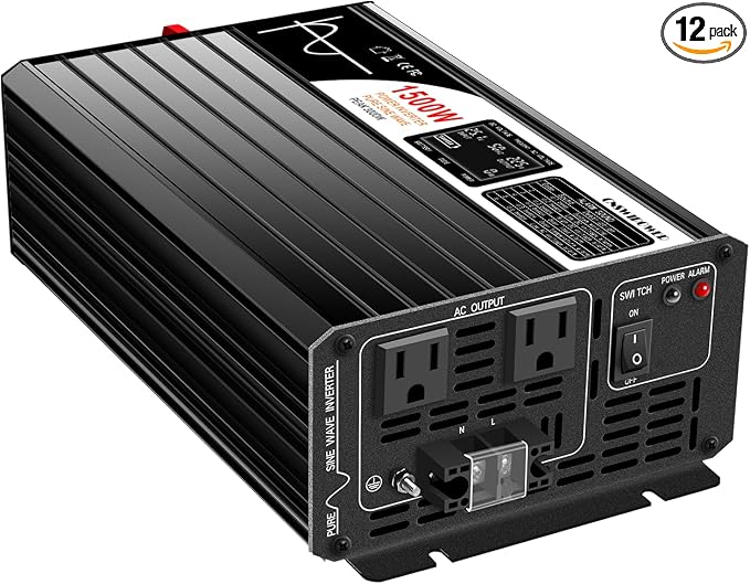 Xijia 1500W Pure Sine Wave Inverter DC 60v to 120v Inverter 60HZ Solar Converter by XIJIA