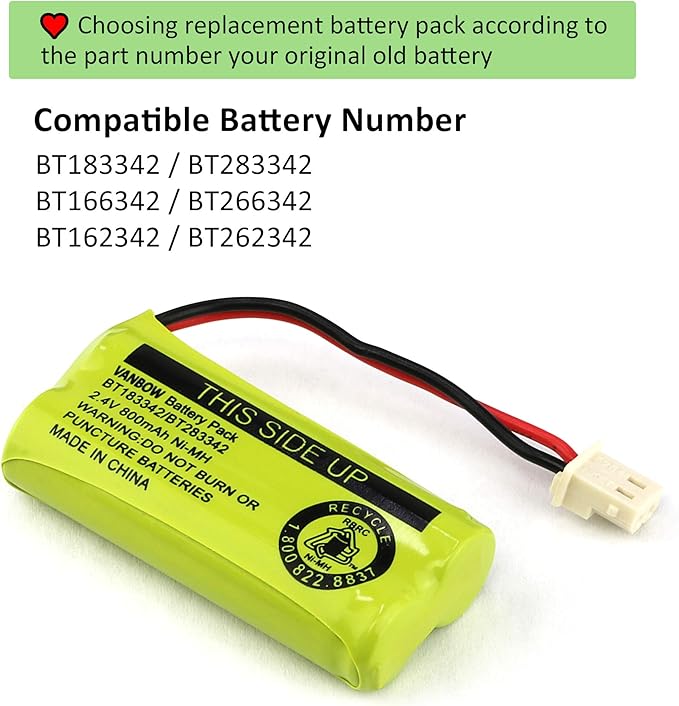 BT183342/BT283342 2.4V 800mAh Ni-MH Battery Compatible - Image 5