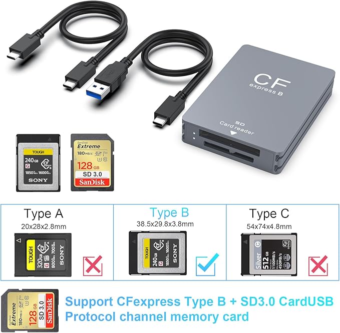 CFexpress Type B and SD Dual-Slot Memory Card Reader, 10Gbps USB 3.2 Gen 2 Type - Image 4