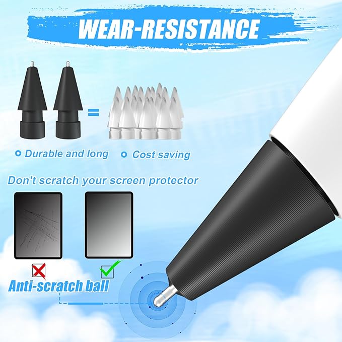 Upgraded Pencil Tips fits for Apple 2nd 1st Gen iPad Pro Pencil, 0.78mm No Wear - Image 5