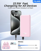 Portable Charger, 42800mAh Power Bank Built-in Cable, 22.5W PD USB C In & Out - Image 2