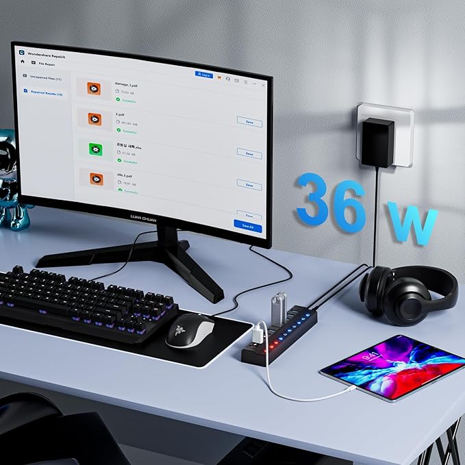 Powered USB Hub, 10-Port USB Splitter Hub - Image 9