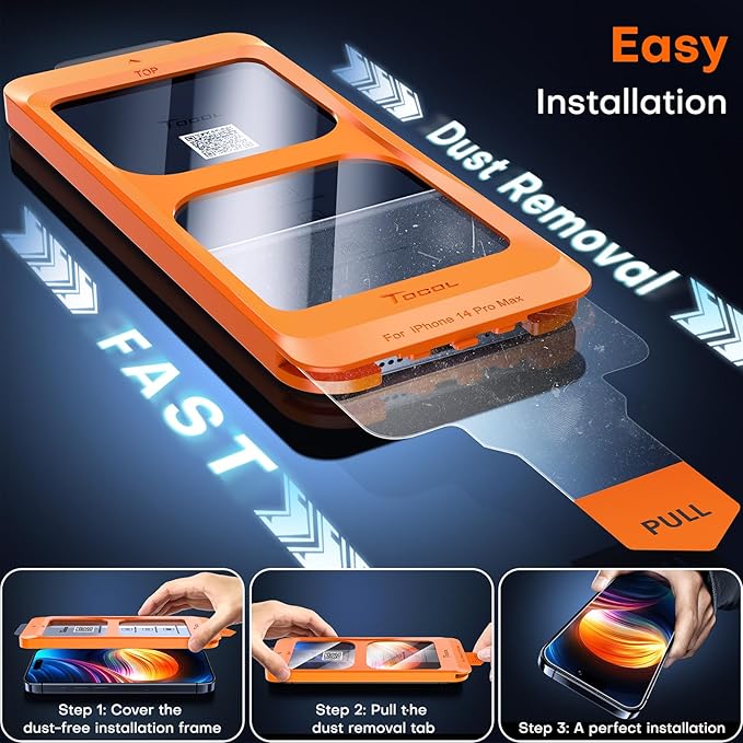 TOCOL for iPhone 14 Pro Max Privacy Screen Protector Tempered Glass Full - Image 2