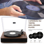 LP&No.1 Record Player with Stereo Speakers, 3-Speed Belt-Drive Turntable - Image 4