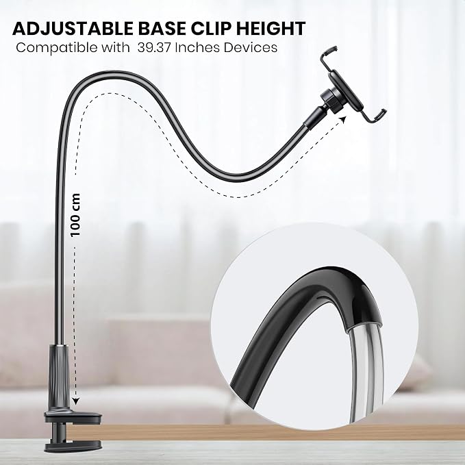 Adjustable 39in Phone & Tablet Holder – 360° Rotating Flexible Arm Mount - Image 6