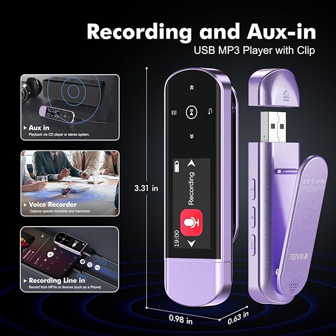 RUIZU 64GB USB MP3 Player with Bluetooth 5.3, Clip Jam Portable Music Player - Image 7