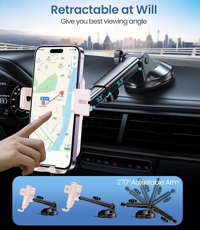MOKPR Wireless Car Charger, 15W Fast Charging Auto-Clamping Car Mount - Image 4
