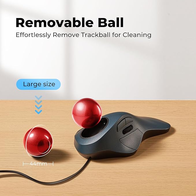 Wired Trackball Mouse for Large Hands, Ergonomic Design Reduces Wrist & Muscle - Image 6