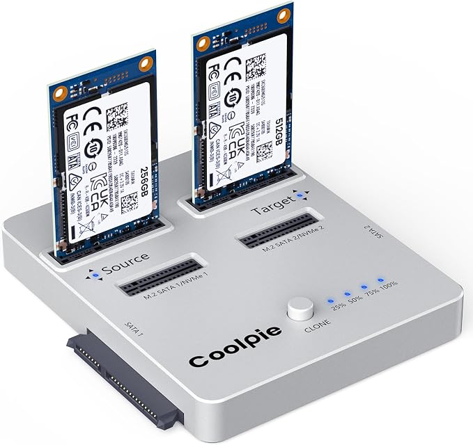 CR311 3-in-1 SSD Cloner, USB3.2 Gen2*2 M.2 Reader, Supports M.2 NVMe/SATA by Coolpie