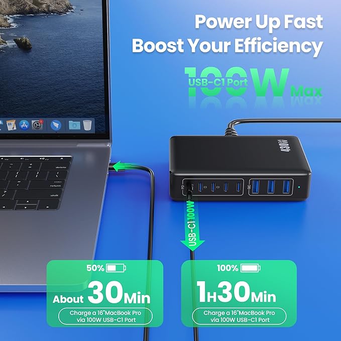 USB C Charger 430W USB C Charger Block 8-Ports GaN IV Fast Charging Station - Image 5