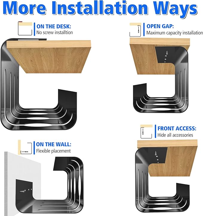 Under Desk Cable Management Tray, No Drill 2 x 15.7 in Steel Tray - Image 5