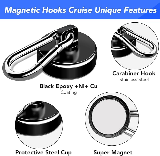 LOVIMAG Strong Magnetic Hooks, 70LBS Magnetic Hooks Heavy Duty Strong Neodymium - Image 4